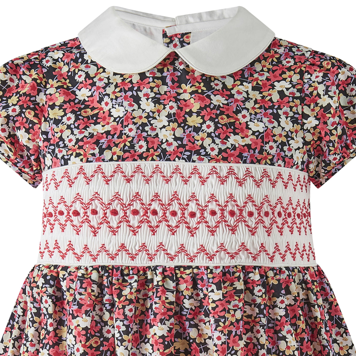 Floral Geometric Smocked Dress