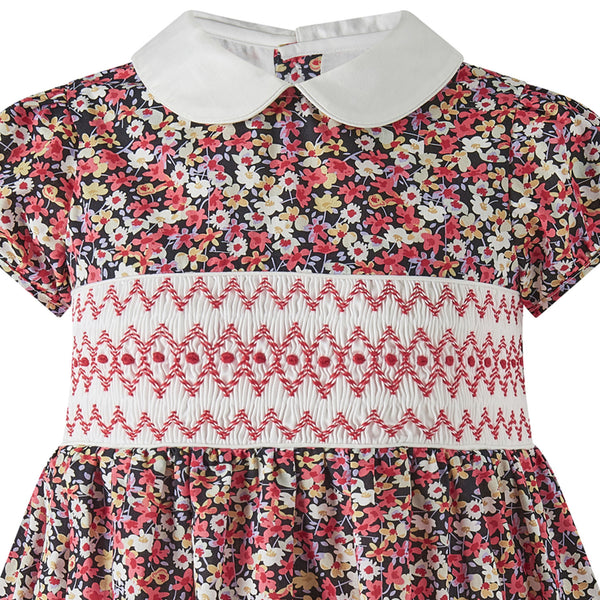 Floral Geometric Smocked Dress