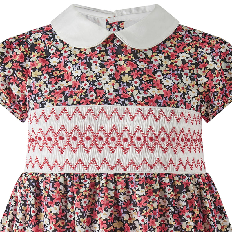 Floral Geometric Smocked Dress
