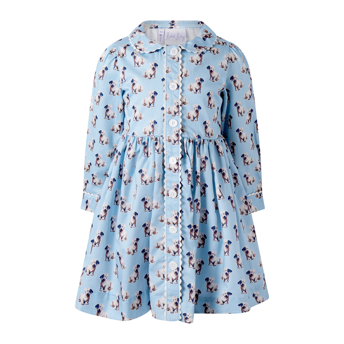 Blue Puppy Button-front Dress
