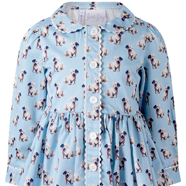 Blue Puppy Button-front Dress