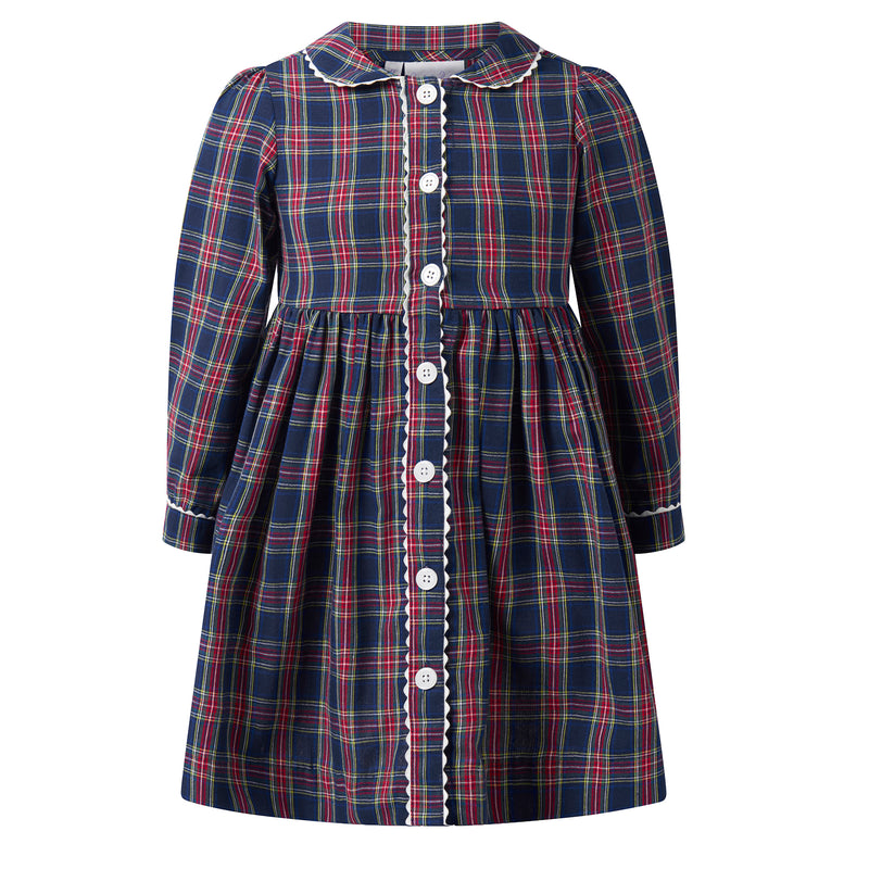 Tartan LS Button-front Dress