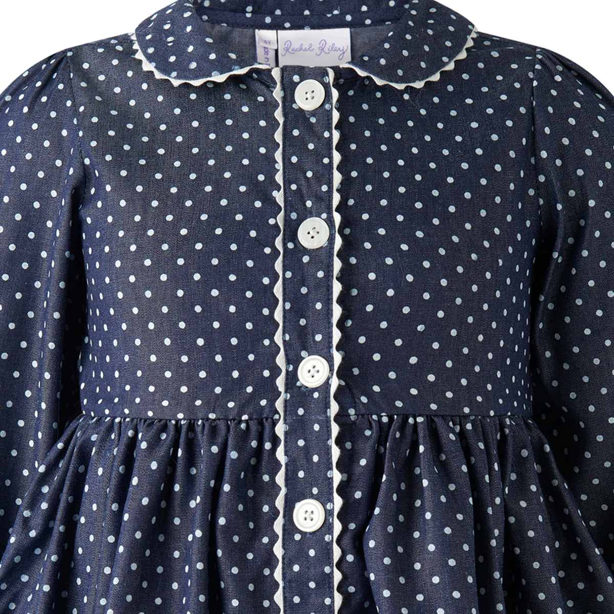 Polka Dot Button-front Chambray Dress