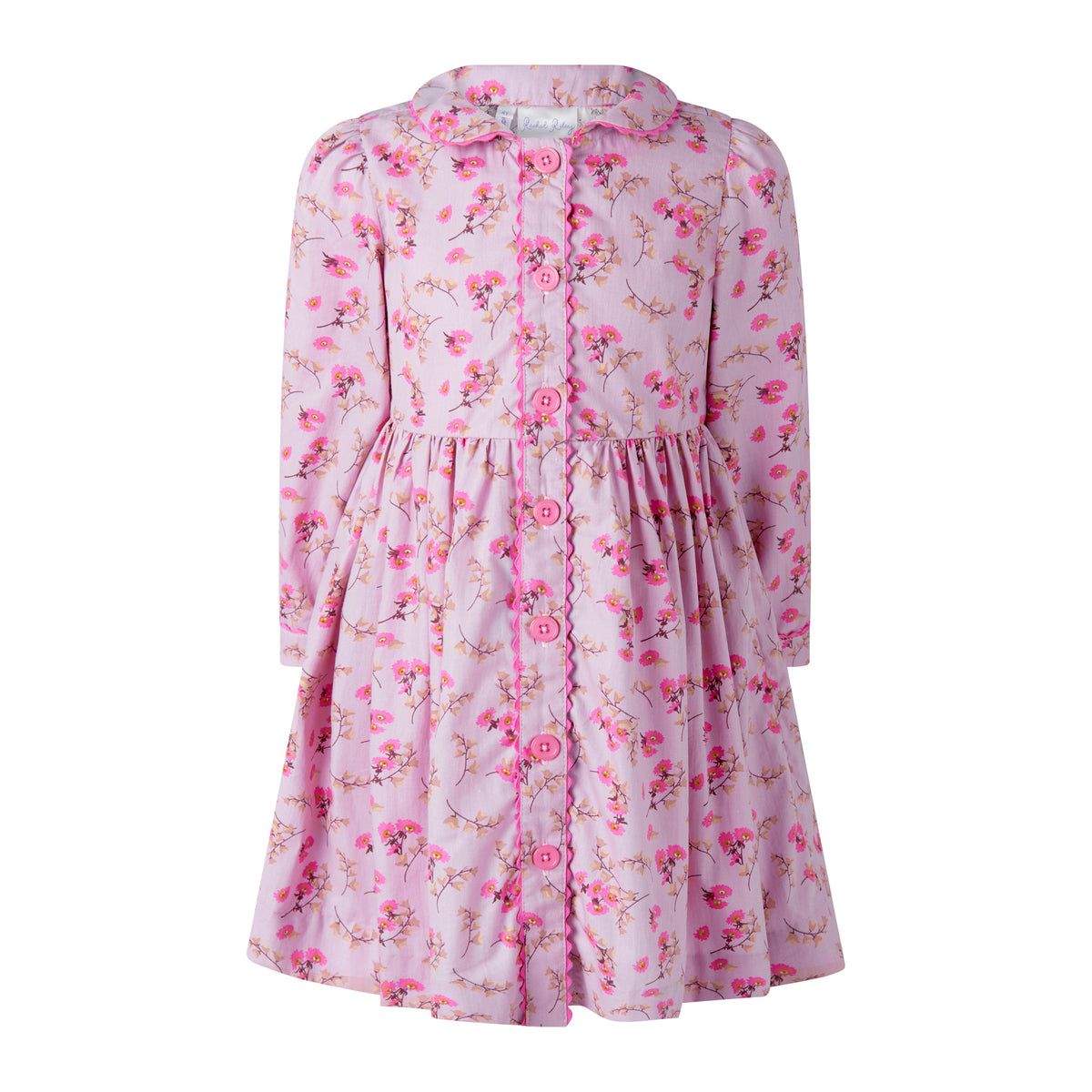 Pink Floral Foxglove Button-front Dress