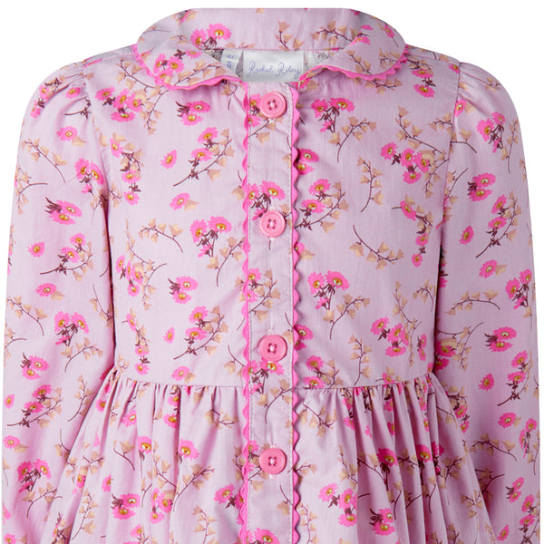 Pink Floral Foxglove Button-front Dress