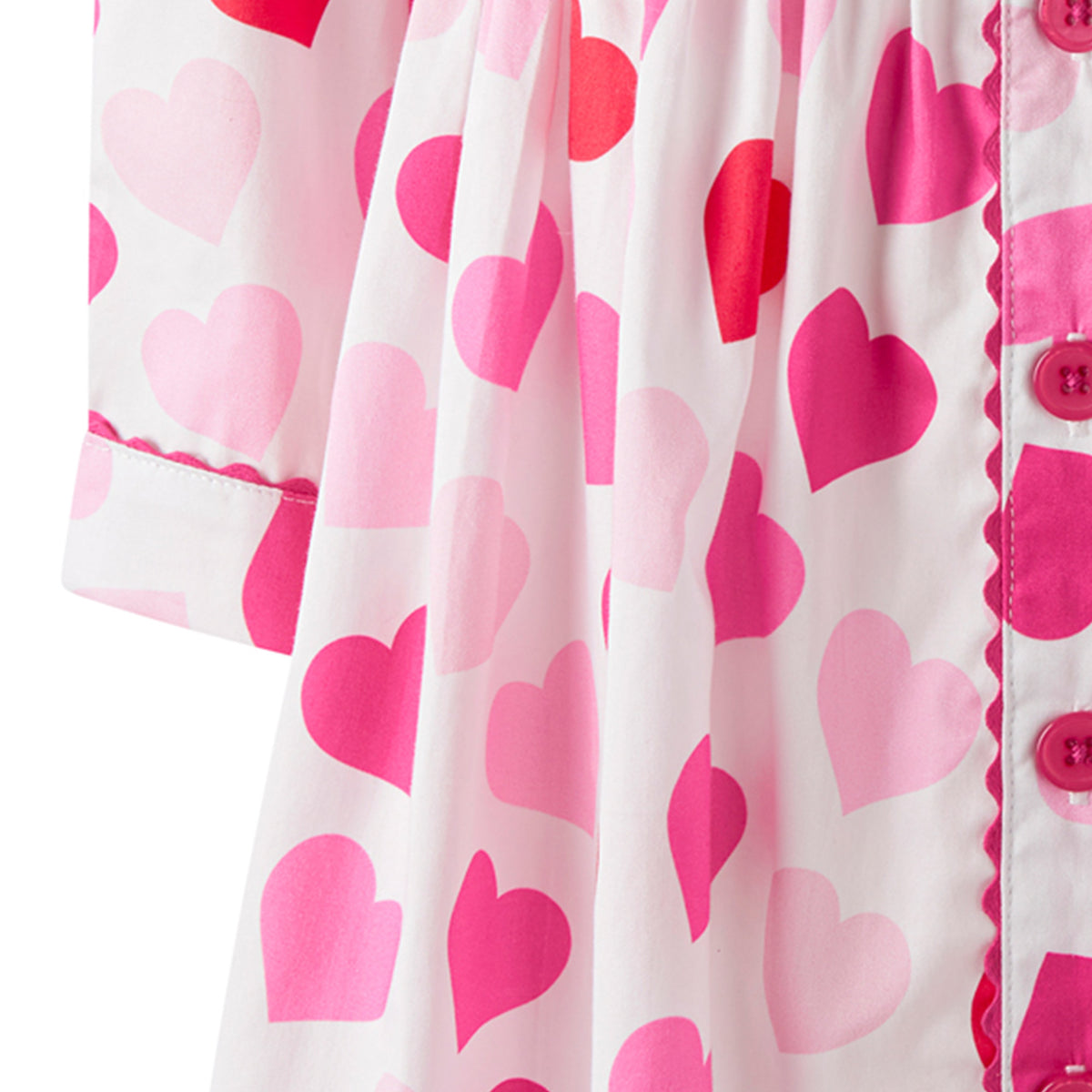 Scatter Heart Button Front Dress