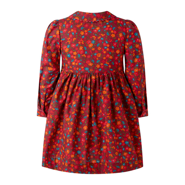 Red Leafy Floral Button-front Dress