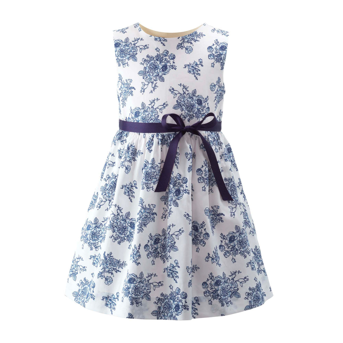 Navy Floral Toile Dress