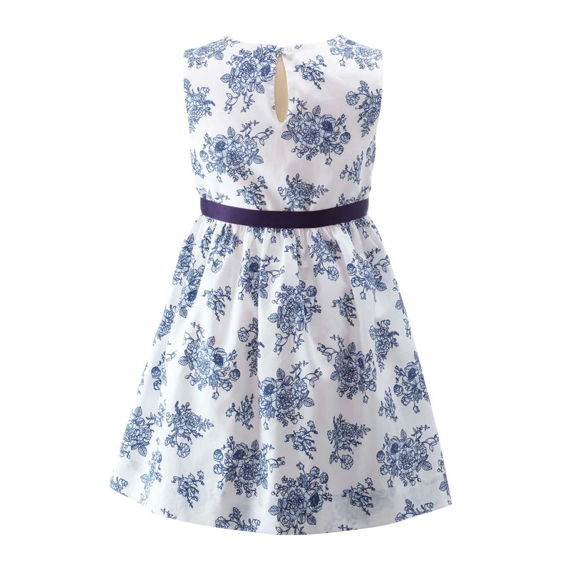 Navy Floral Toile Dress