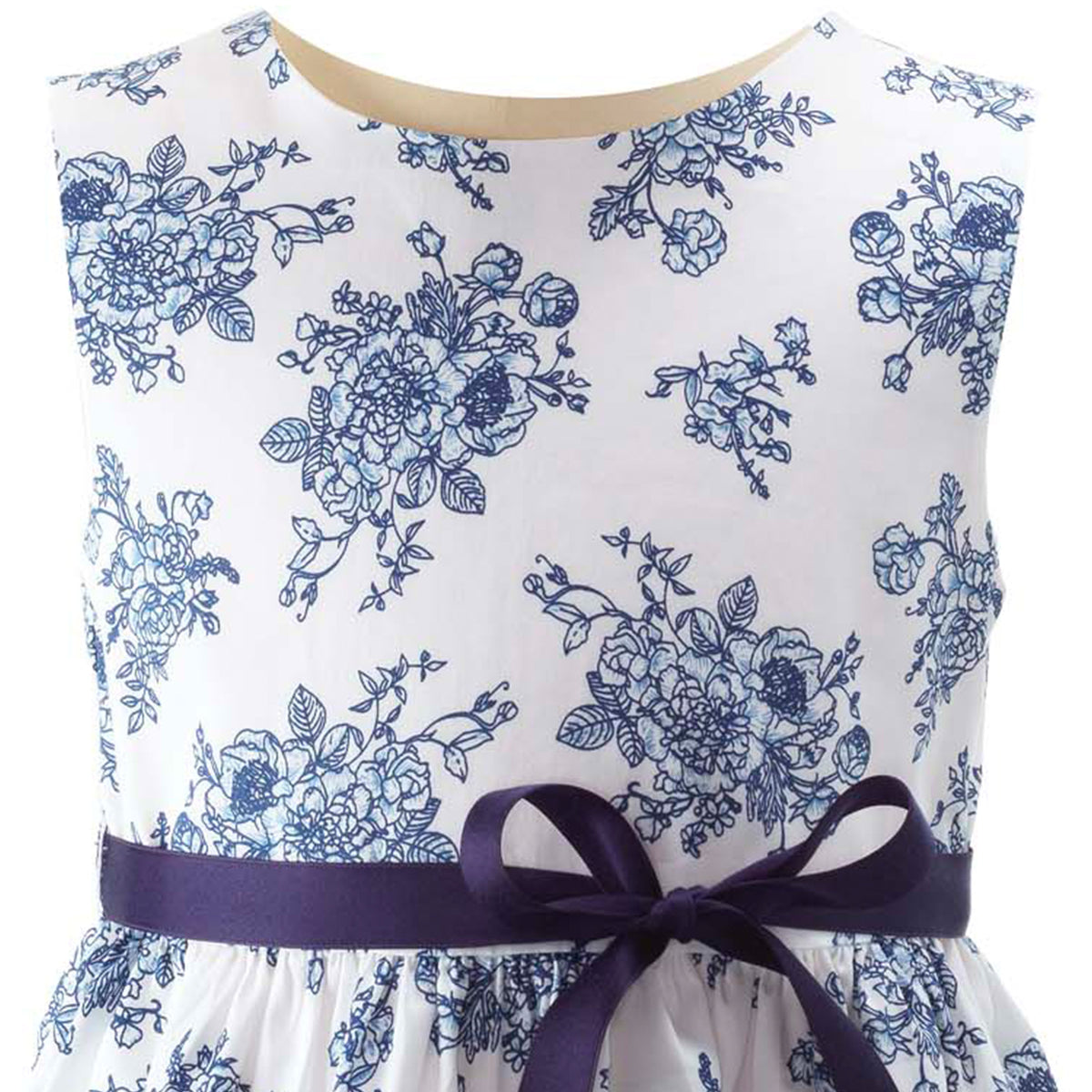 Navy Floral Toile Dress