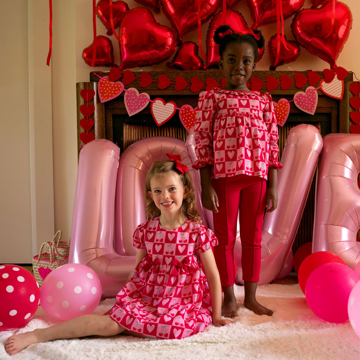 Cherry Heart Leggings & Blouse Set