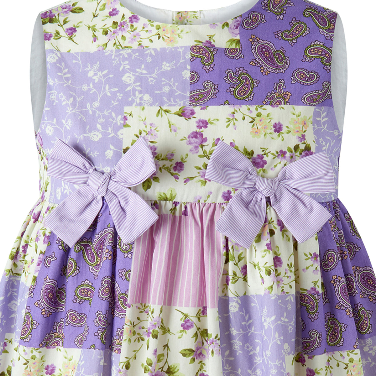 Purple Patchwork Bow Dress