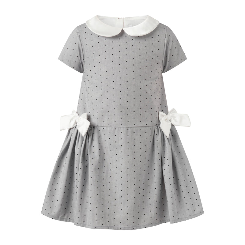 Contrast Bow Dot Dress