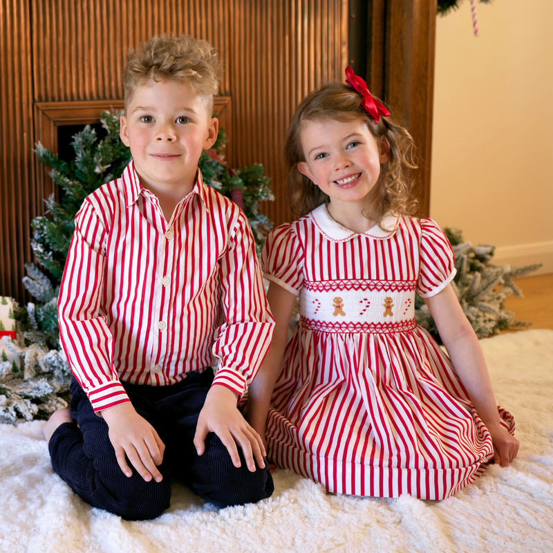 Candy Cane Stripe Smocked Dress