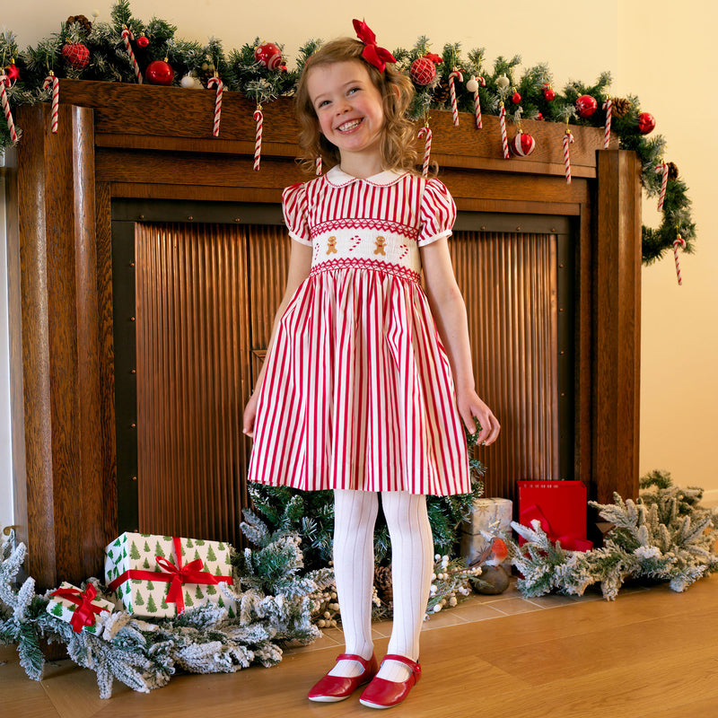 Candy Cane Stripe Smocked Dress