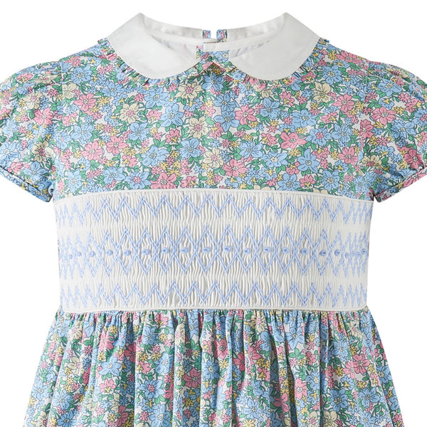 Floral Geometric Smocked Dress