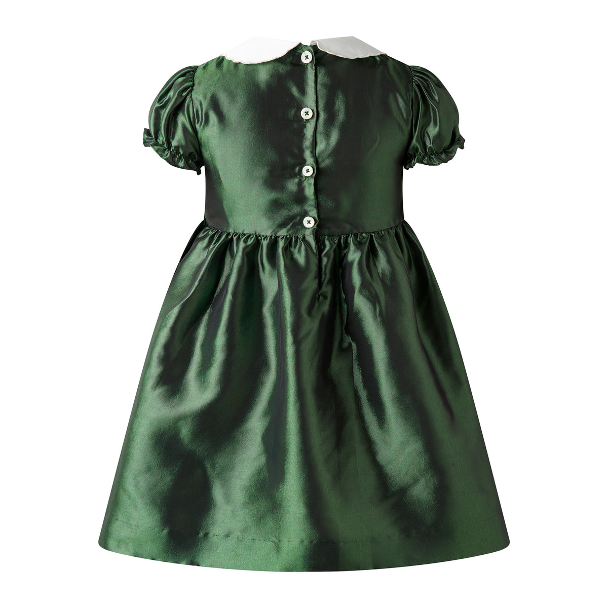 Green Taffeta Smocked Dress