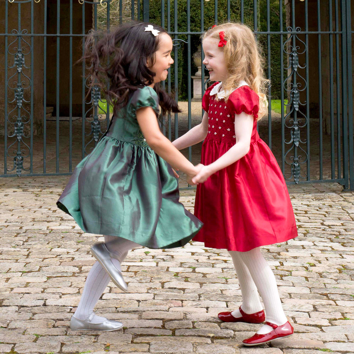 Red Taffeta Smocked Dress