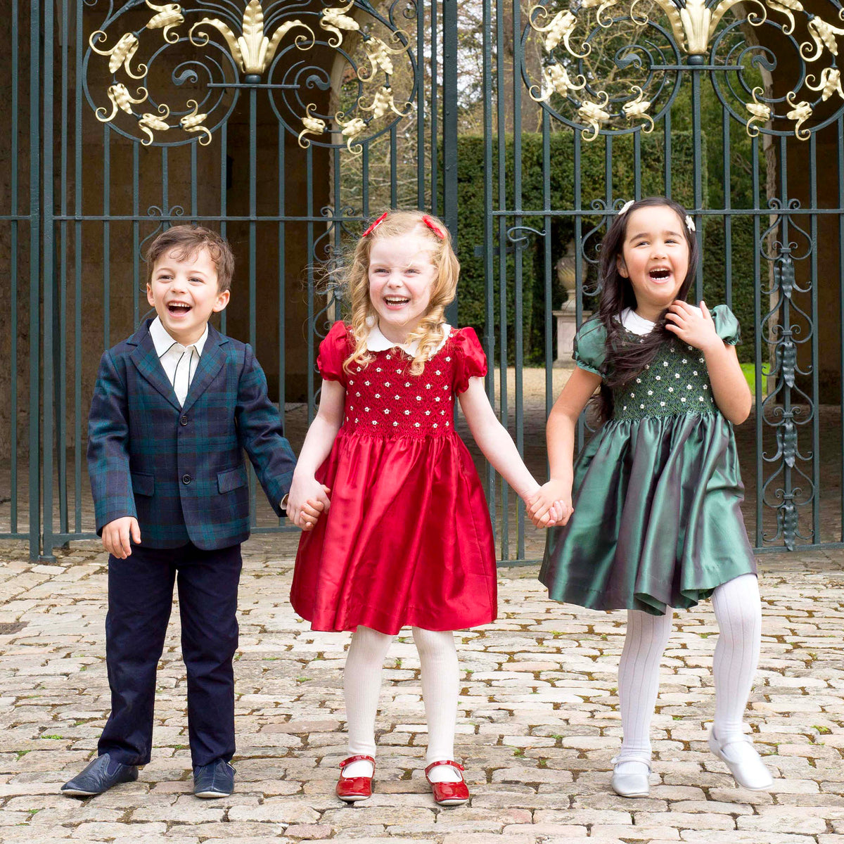 Red Taffeta Smocked Dress