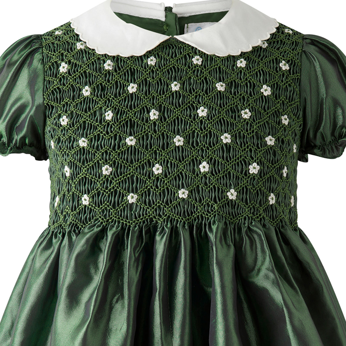 Green Taffeta Smocked Dress