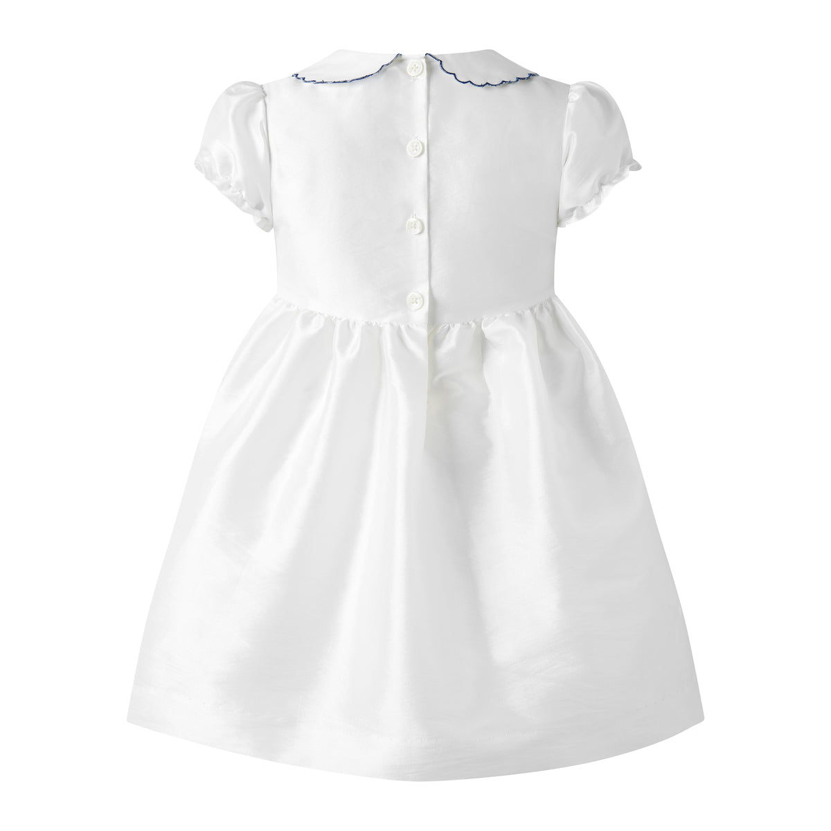 Ivory Taffeta Smocked Dress