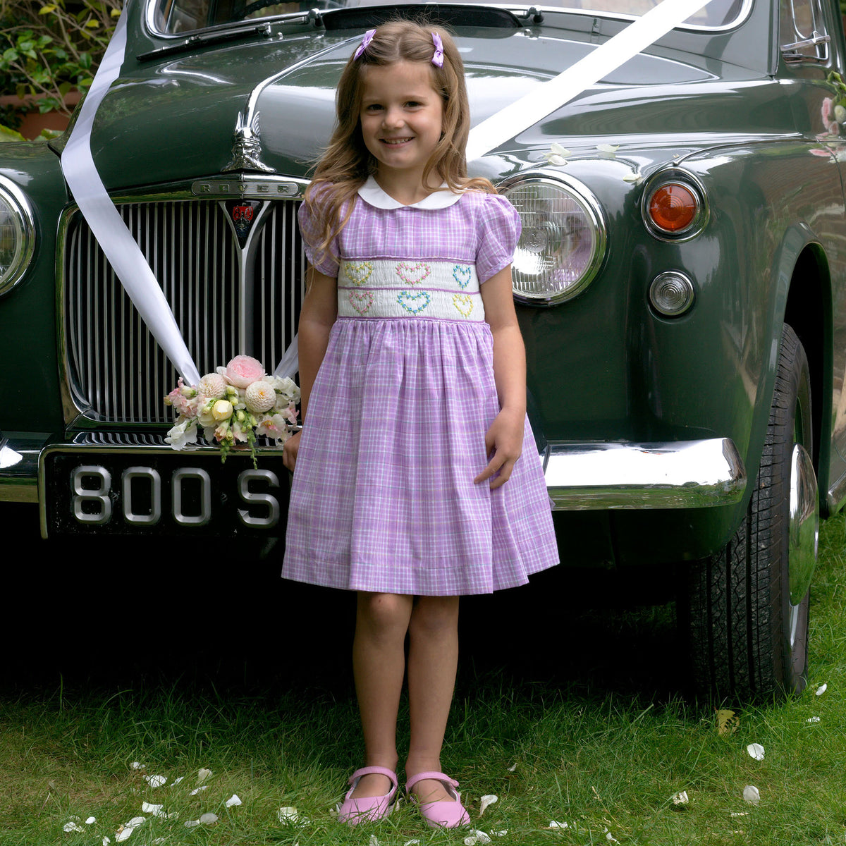 Purple Heart Smocked Dress