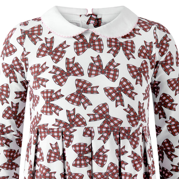 Red Tartan Bow Jersey Dress