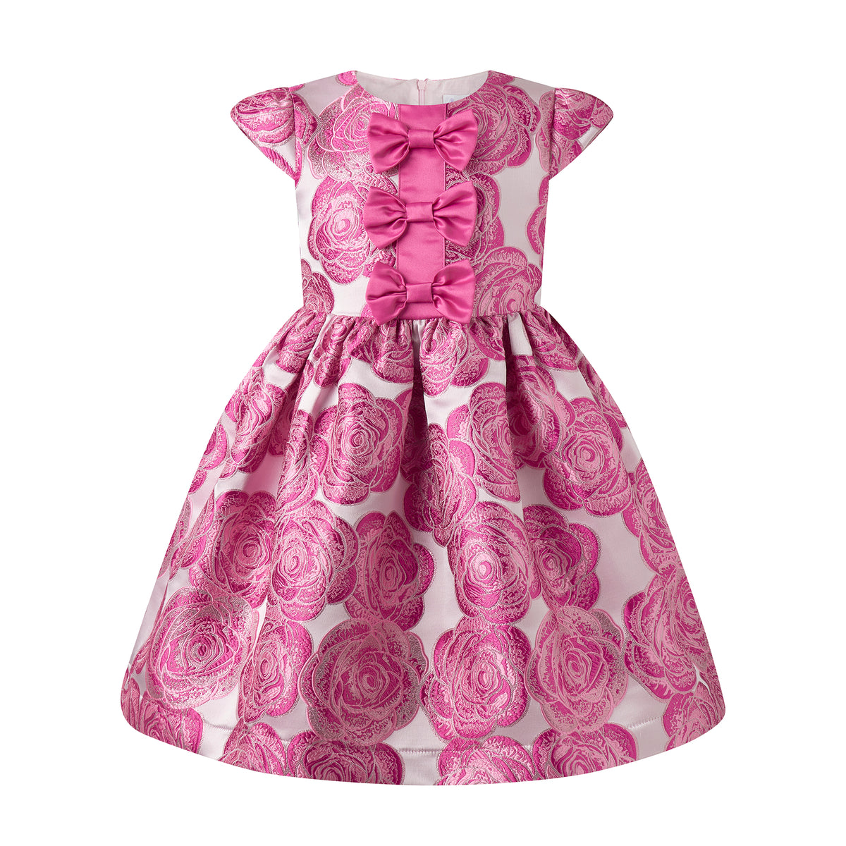 Bow Front Rose Damask Dress
