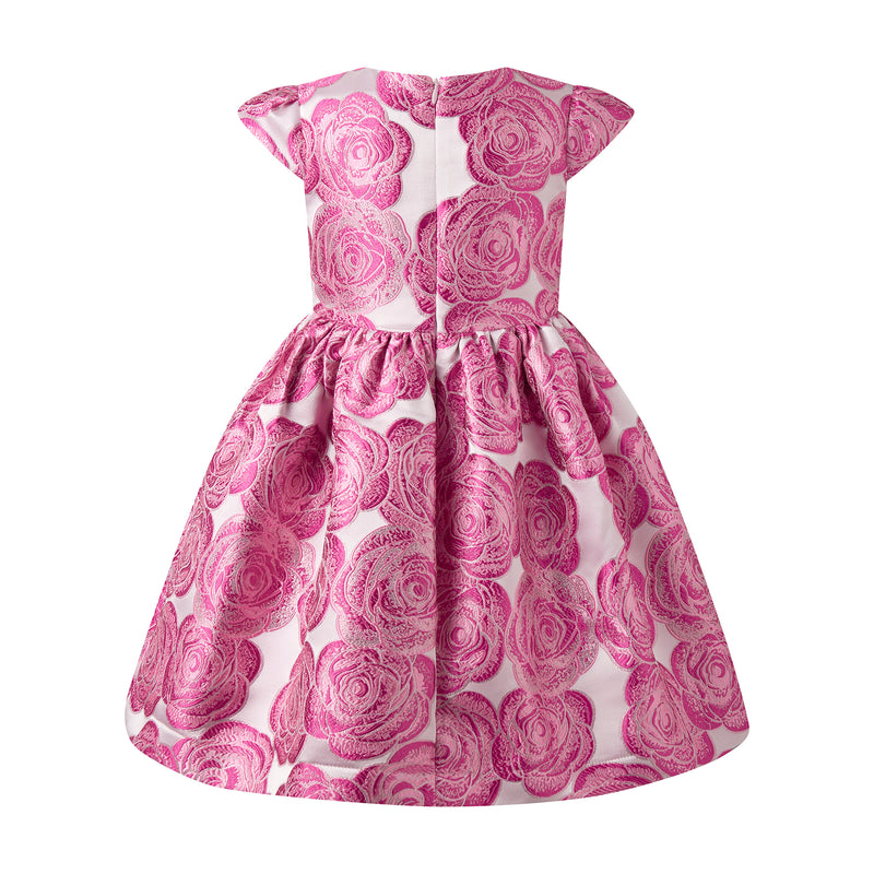 Bow Front Rose Damask Dress