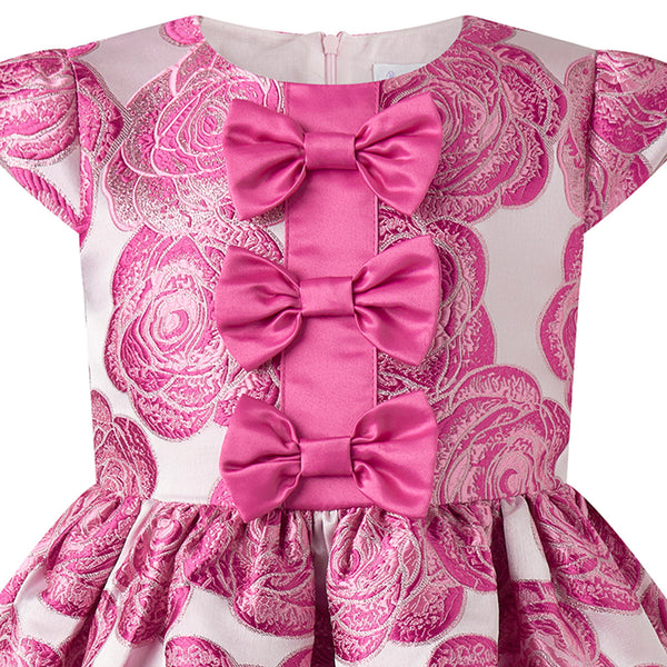 Bow Front Rose Damask Dress