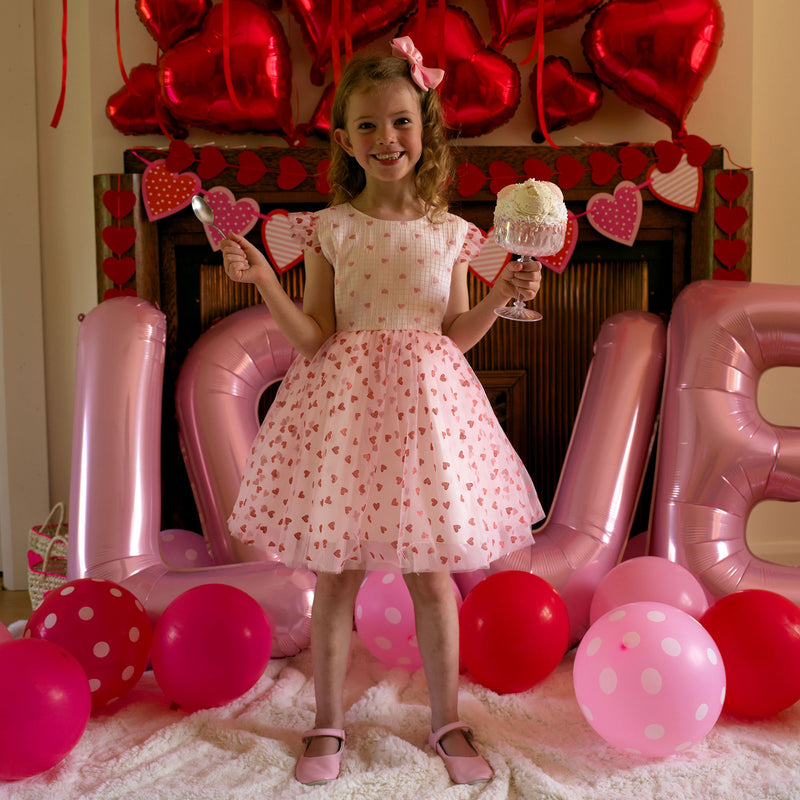 Grid Heart  Damask Tulle Dress