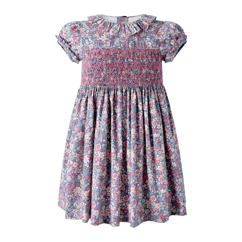 Floral SS Smocked Dress