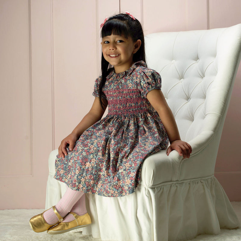 Floral SS Smocked Dress