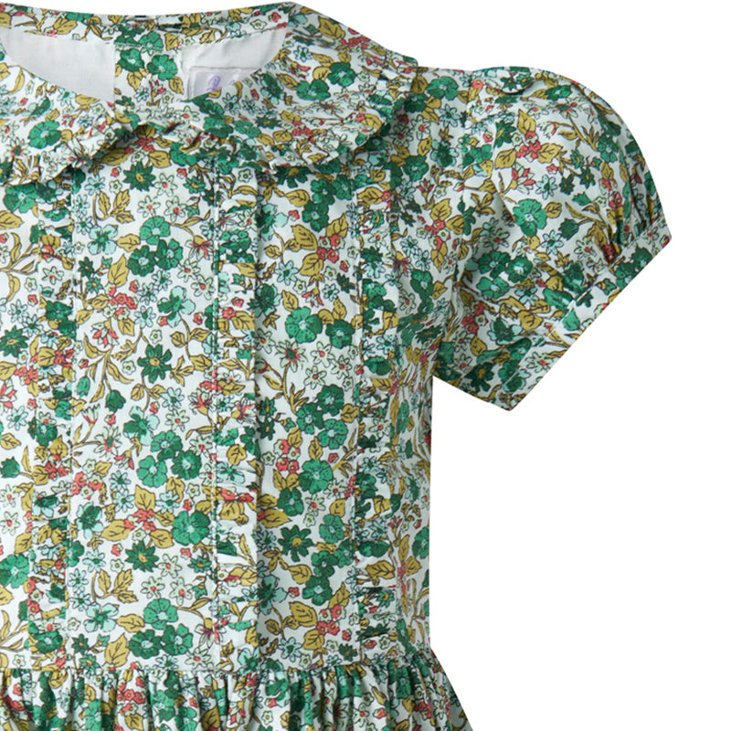 Green Botanical Frill Front Dress