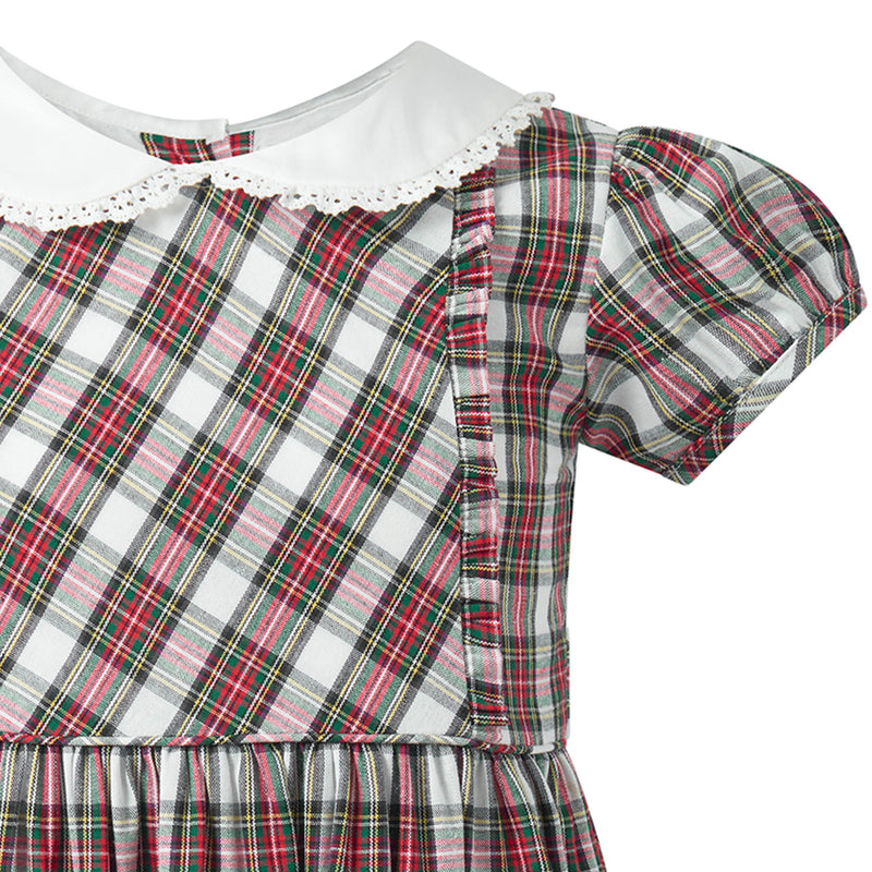 Ivory Tartan Frill Front Dress