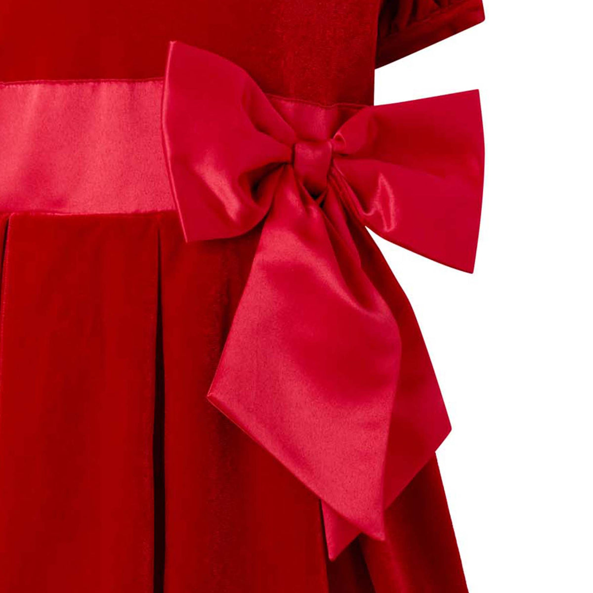 Crushed Velvet Bow Dress, Red