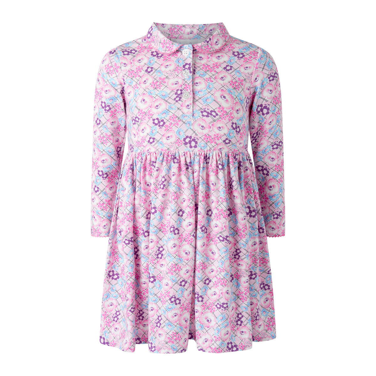 Floral Check Jersey Dress