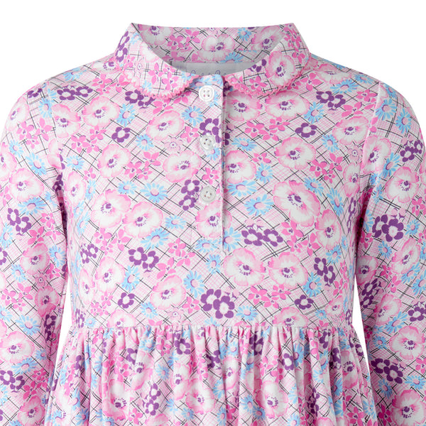 Floral Check Jersey Dress