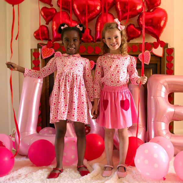Pink Floral Heart Frill Blouse