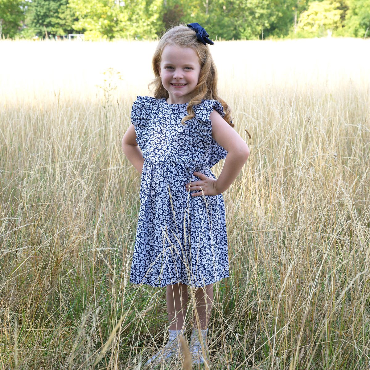 Navy Floral Frill Sundress