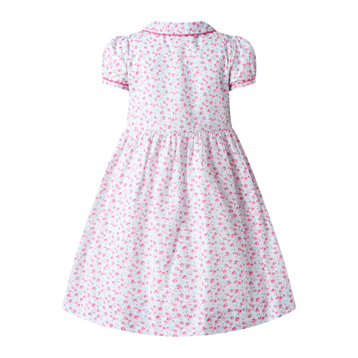 Ivory Floral Smocked Button-front Dress