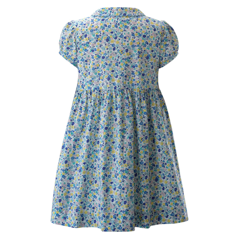 Pastel Floral Smocked Button-front Dress