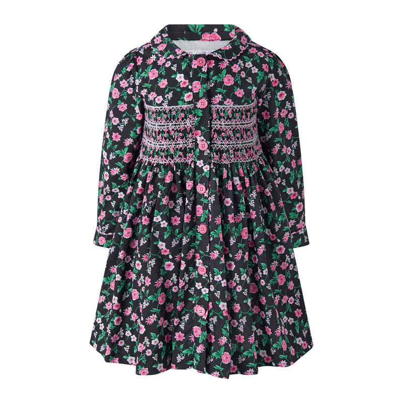 Floral Smocked Button-front Dress