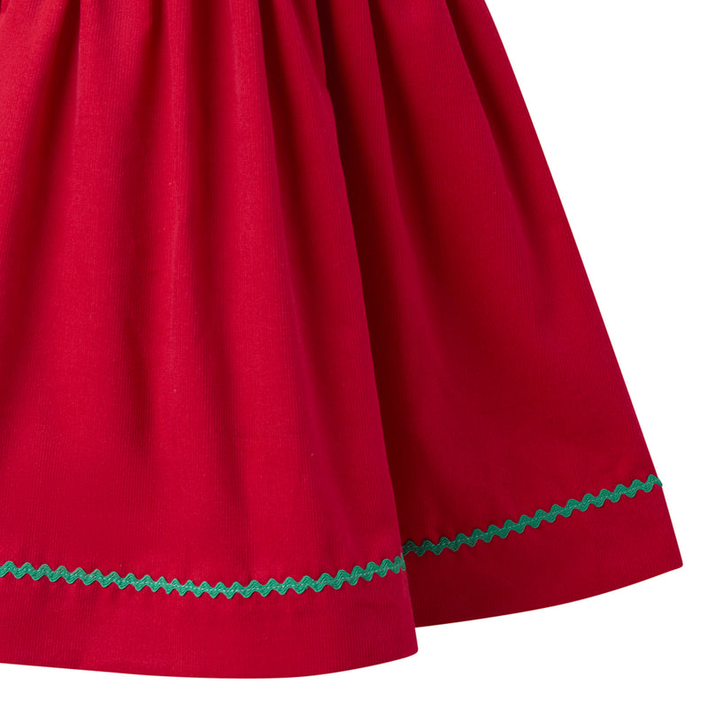 Red Tartan Bow Embroidered Dress