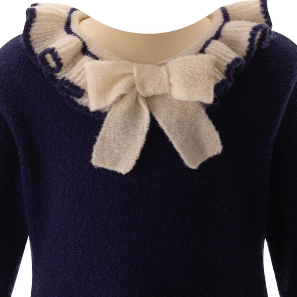 Navy Knit Frill Dress