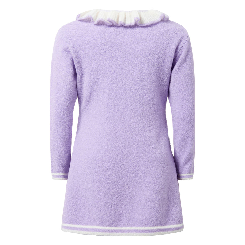 Purple Knit Frill Dress