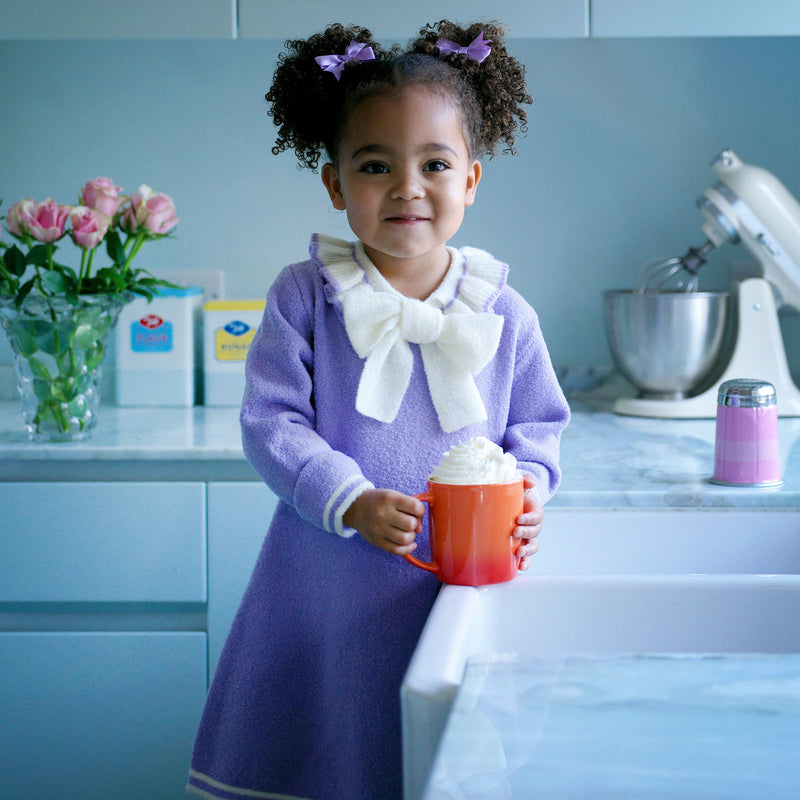 Purple Knit Frill Dress