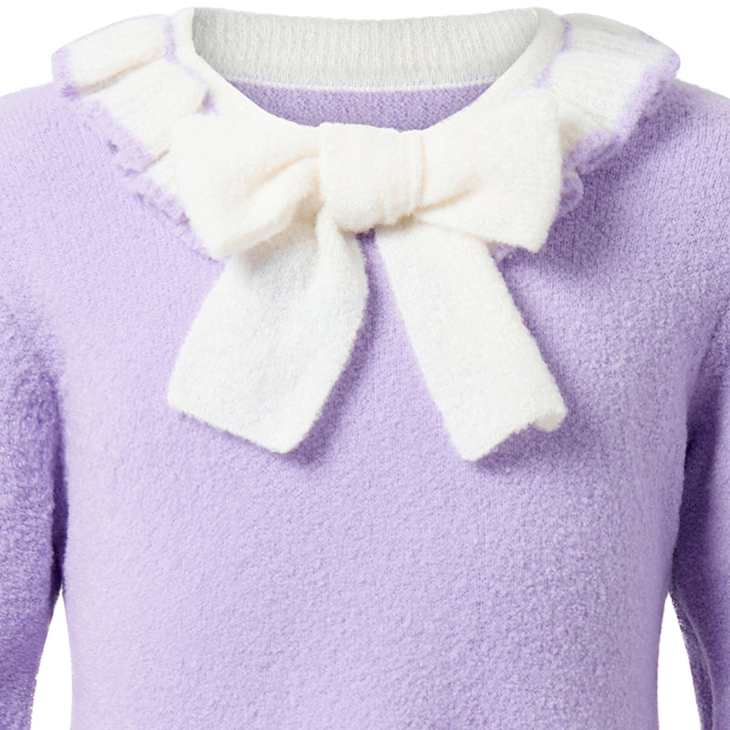 Purple Knit Frill Dress