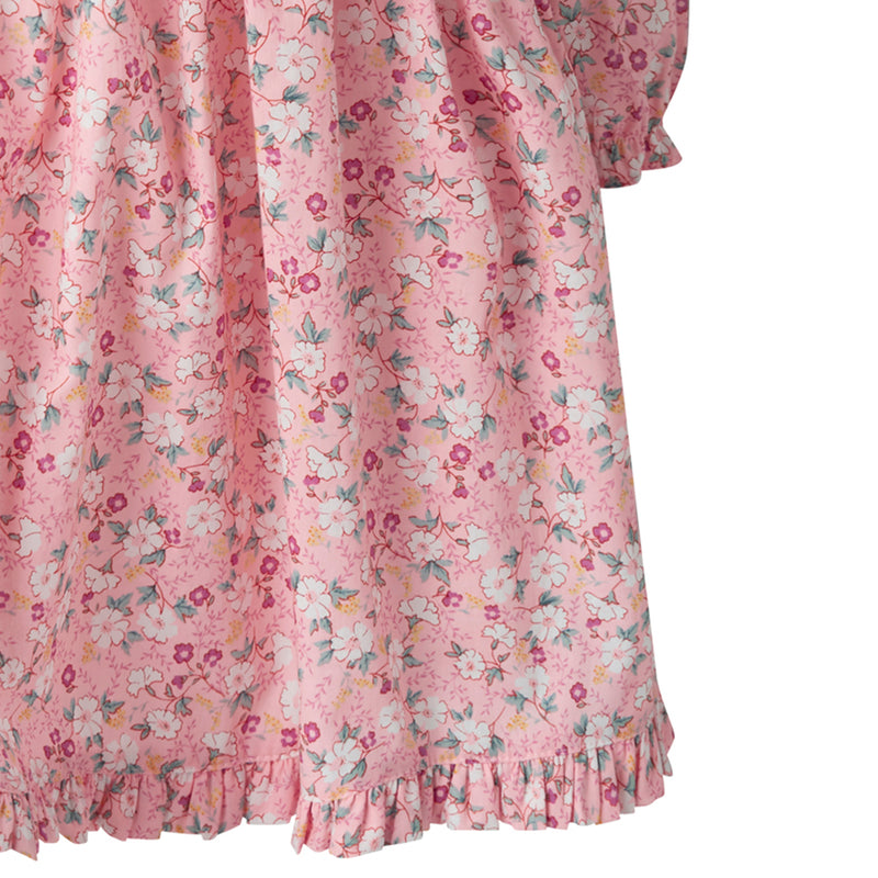 Pink Floral Scalloped Collar Dress