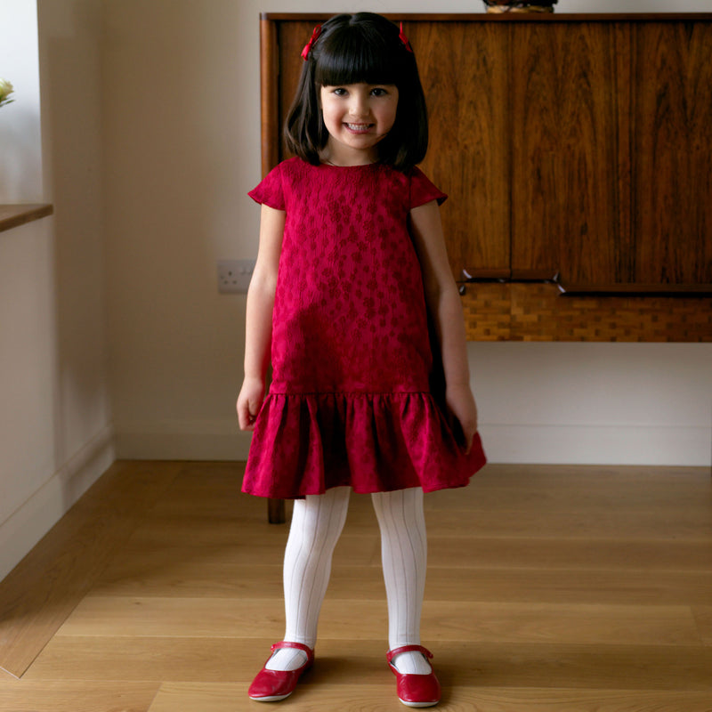 Petal Damask Drop Hem Dress